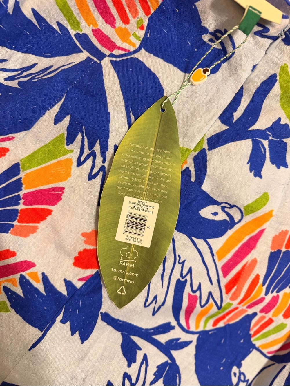 FARM Rio Blue Tropical Midi Dress with Multicolor Leaf Print - Picture 2 of 5